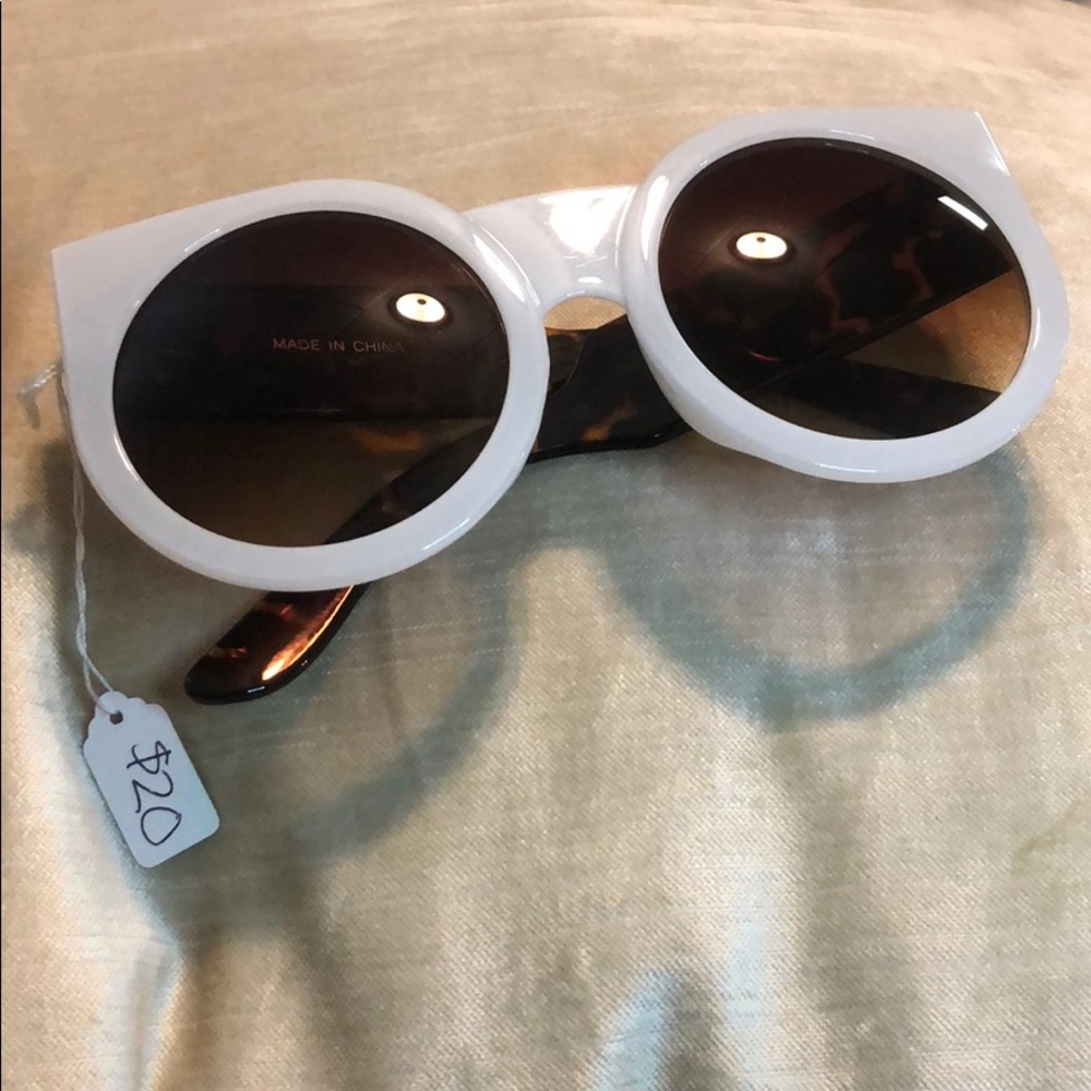 Opaque White & Brown Tortoise Frame Sunglasses NWT